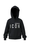 Dsquared2 Felpa In Cotone Con Cappuccio E Logo Icon In Black
