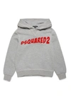 DSQUARED2 COTTON MÉLANGE HOODED SWEATSHIRT WITH LOGO IN WROOOM STYLE