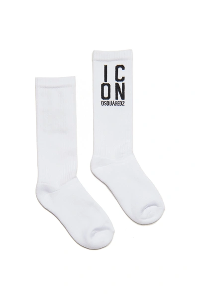 Dsquared2 Kids' Icon Cotton-blend Socks In White