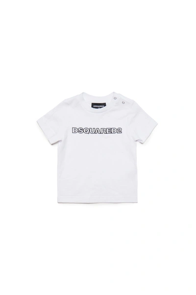 Dsquared2 Kids' D2t945u Relax T-shirt Dsquared Crew-neck Jersey T-shirt With Logo In White