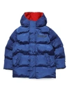Dsquared2 Kids' D2j406u Jacket Dsquared Glossy Hooded Down Jacket With Logo In Blue