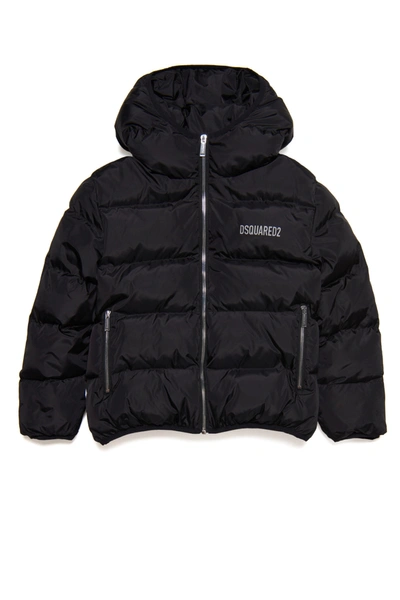 Dsquared2 Kids' D2j432u-icon Jacket Dsquared Glossy Padded Jacket With Two-tone Back And Icon Logo In Black