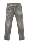 DSQUARED2 SLIM STRAIGHT GRAY JEANS SHADED WITH ABRASIONS AND STAINS