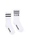 Dsquared2 Logo-print Striped Cotton Socks In White