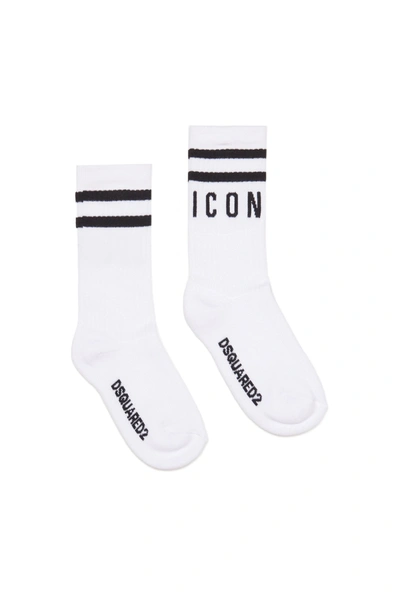 DSQUARED2 CALZINI BIANCHI CON LOGO ICON