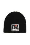Dsquared2 Wool-blend Beanie With Patch In Black