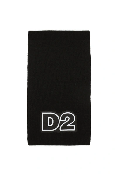 Dsquared2 Kids' Logo-patch Scarf In Black