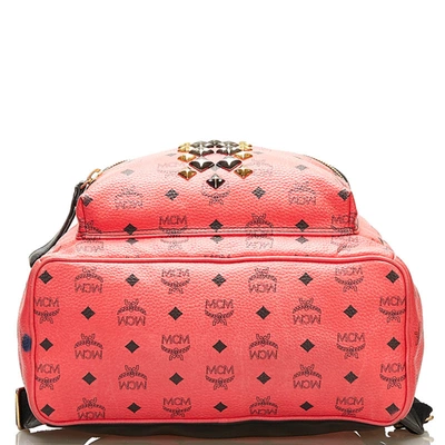 Mcm Visetos Canvas Backpack Bag () In Pink