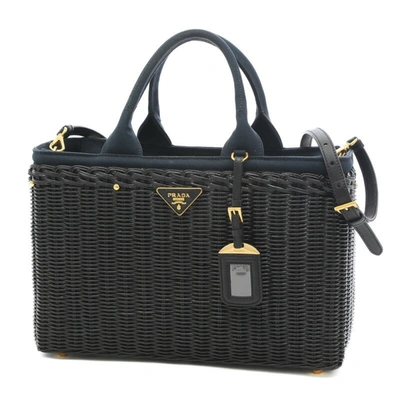 Prada Canvas Shoulder Bag () In Black