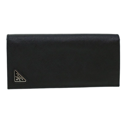 PRADA PRADA BLACK LEATHER WALLET  (PRE-OWNED)