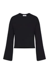 Anemos Bell Sleeve Boxy Crop Sweater In Modal Knit In Black
