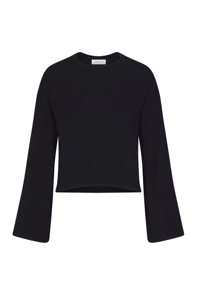 Anemos Bell Sleeve Boxy Crop Jumper In Modal Knit In Black