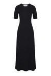 Anemos Short-sleeve Midi Dress In Modal Knit In Black