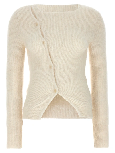 Jacquemus Beige Le Chouchou 'la Maille Pau' Cardigan In White