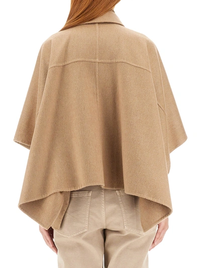 Brunello Cucinelli Buttoned Collar Cape Jacket In Brown,brown