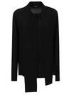 Balmain Pussy Bow Crepe De Chine Buttoned Shirt In Pa Noir