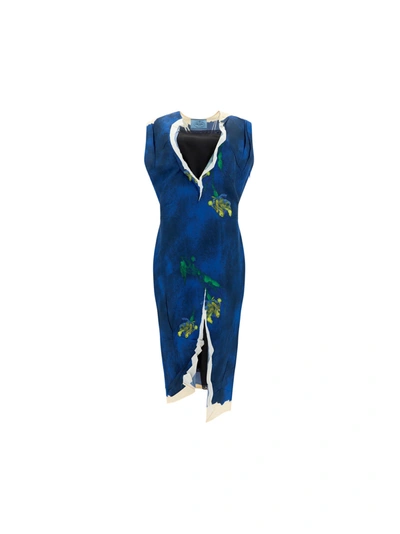 Prada Floral-print Midi Dress In Default Title