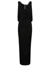 Saint Laurent Ruffle Detail Sleeveless Slim Long Dress In Black
