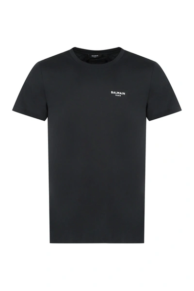 Balmain Flocked Logo T-shirt In Black
