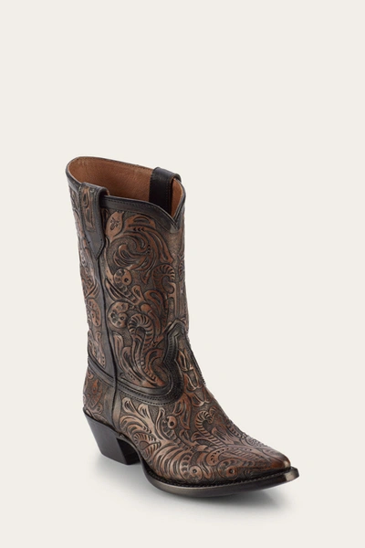 The Frye Company Frye Sacha Mid Pull On Tall Boots In Black Tooled