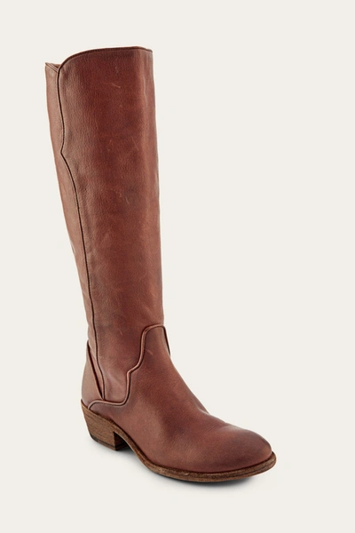 The Frye Company Frye Carson Piping Tall Wide Calf Boots In Redwood