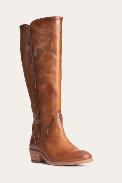 The Frye Company Frye Carson Piping Tall Wide Calf Boots In Caramel