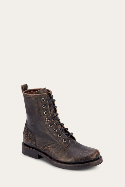 The Frye Company Frye Veronica Combat Moto Boots In Antiqued Black