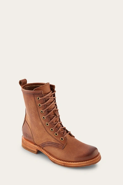 The Frye Company Frye Veronica Combat Moto Boots In Caramel