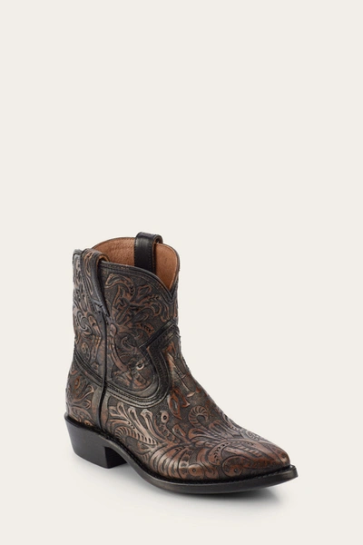 The Frye Company Frye Billy Short Tooled Western Boots In Black