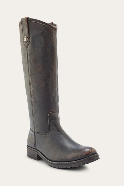 The Frye Company Frye Melissa Double Sole Button Lug Tall Boots In Antiqued Black