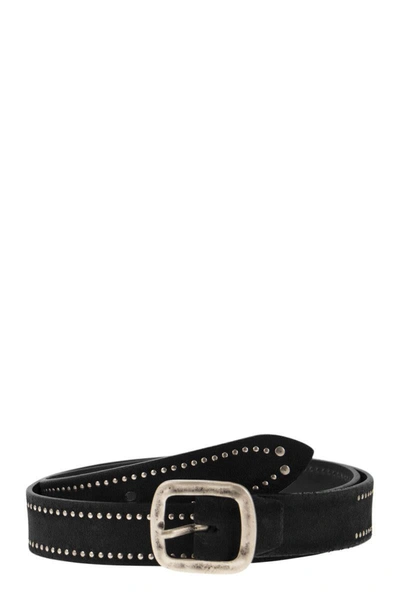Alberto Luti Studded Leather Belt In Black
