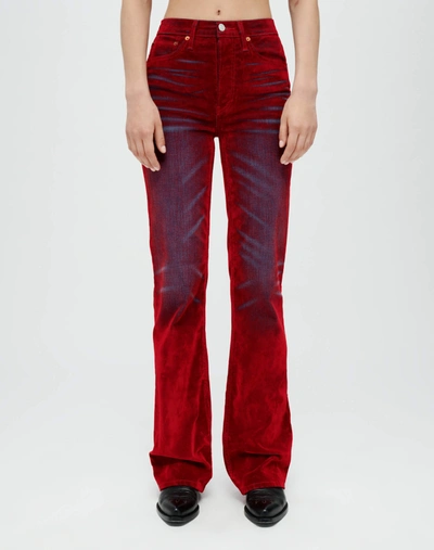 Re/done 70s Bootcut High Rise Long Bootcut Jeans In Distressed Red In 23