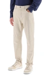 Brunello Cucinelli Garment-dyed Traditional Fit Five-pocket Trousers In Slubbed Cotton Denim