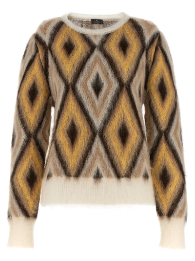 Etro Jacquard Sweater In Brown