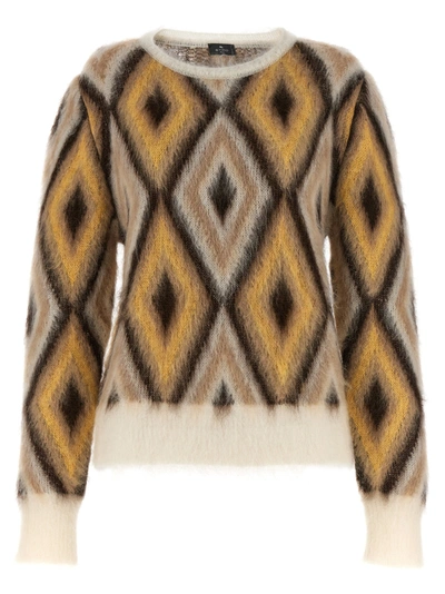 Etro Jacquard Jumper In Brown