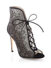 GIANVITO ROSSI Crystal Mesh Lace-Up Booties