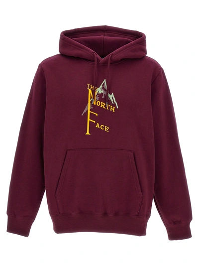 The North Face Logo Print Hoodie Sweatshirt Purple In Burgundy