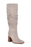 Nine West Domaey Womens Suede Block Heel Knee-high Boots In Medium Grey