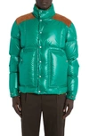 Moncler Ain Recycled Shiny Tech Down Jacket In Green