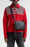 Amiri Wool Blend Diamond Jacket With Embroidered Insert In Goji Berry