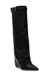 Steve Madden Corenne Foldover Shaft Pointed Toe Knee High Boot In Black Leather
