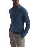 Reiss Swifts Wool Polo Sweater In Petrol Blue