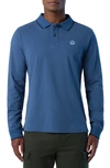 North Sails Logo Embroidered Long Sleeve Cotton Piquê Polo In Blue