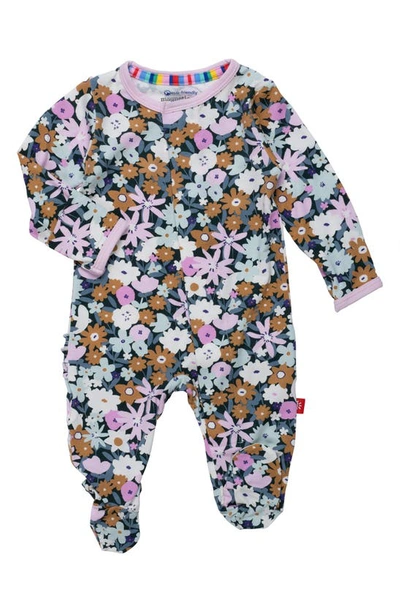 Magnetic Me Babies' Finchley Floral Ruffle Magnetic Footie In Orchid