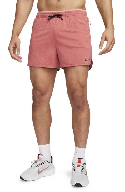 Nike Men's Dri-fit Stride Running Division 4" Brief-lined Running Shorts In Pink