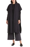 Eileen Fisher Missy Boiled Wool Oversized Poncho In Charcoal