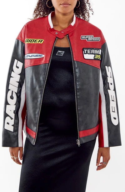 Iets Frans Oversize Moto Jacket In Red