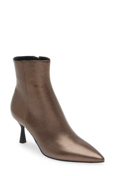 Agl Attilio Giusti Leombruni Ide Metallic Leather Bootie In Smoke-nero