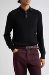 BRUNELLO CUCINELLI BRUNELLO CUCINELLI ENGLISH RIB LONG SLEEVE COTTON POLO SWEATER