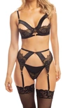 OH LA LA CHERI INGRID UNDERWIRE BRA, G-STRING & GARTER BELT SET